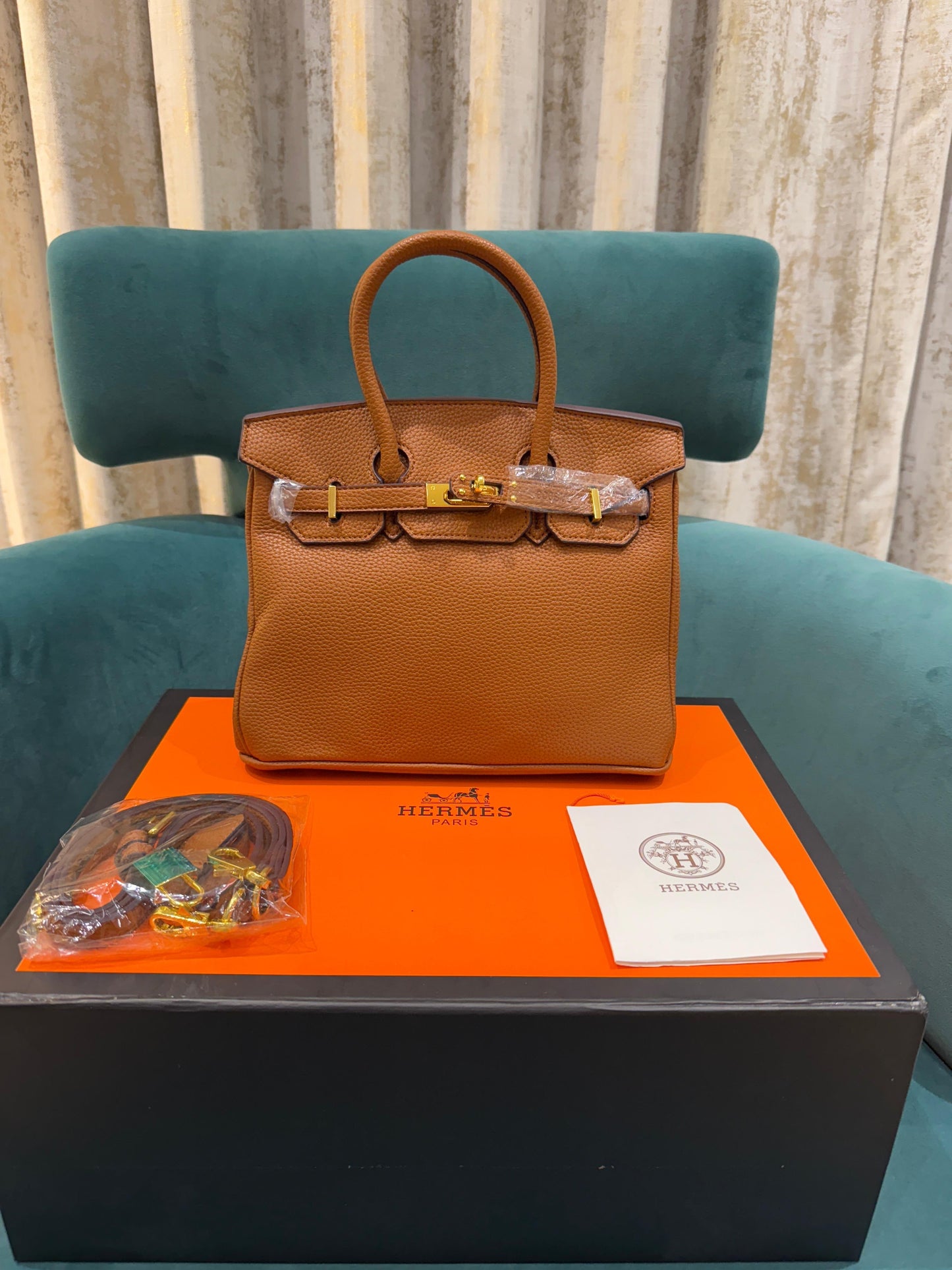 Hermes Malachite Brown Togo Leather Rose Gold Hardware Birkin Bag