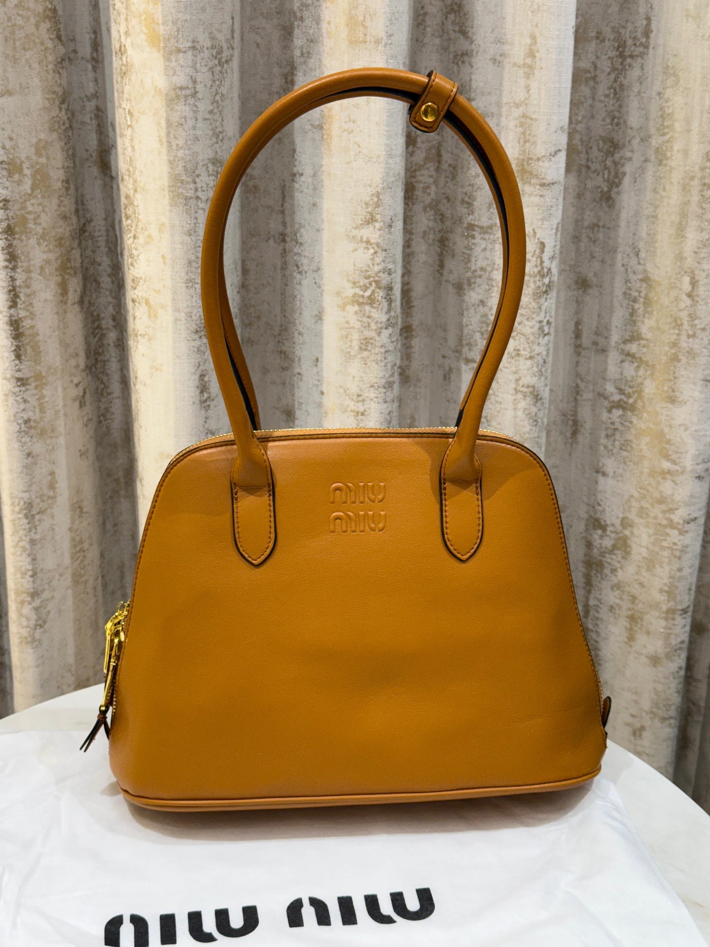 Miu Miu Embossed-Logo Medium Tote Bag