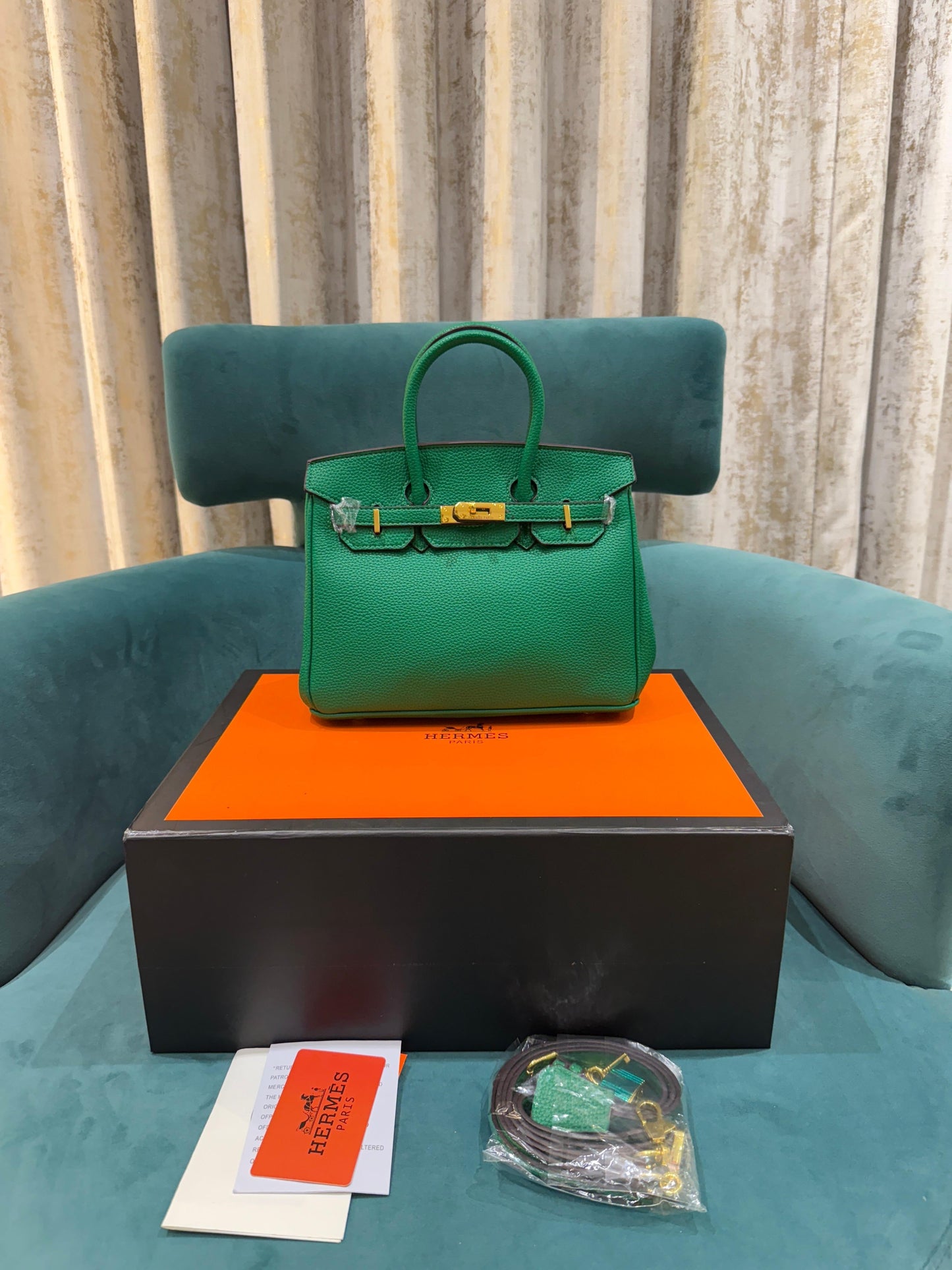 Hermes Malachite Brown Togo Leather Rose Gold Hardware Birkin Bag
