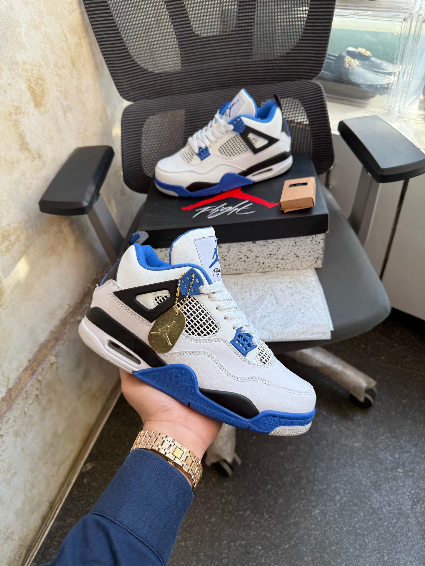 Retro 4 x “MOTORS SPORT” ( blue/white)