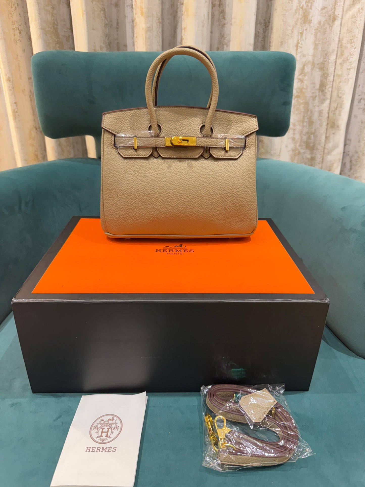 Hermes Malachite Brown Togo Leather Rose Gold Hardware Birkin Bag
