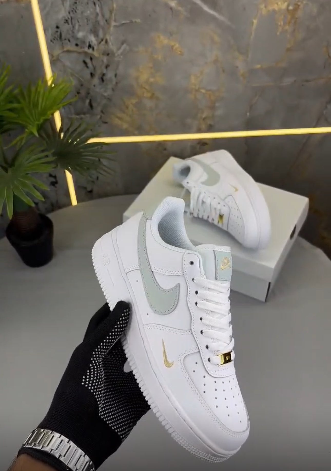 Airforce 1 White “MINI GOLD” Swoosh
