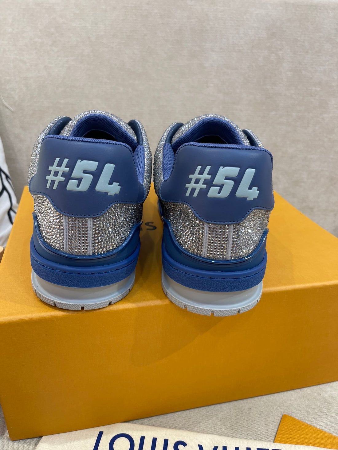 Louis Vuitton Crystal Covered LV Trainer Blue