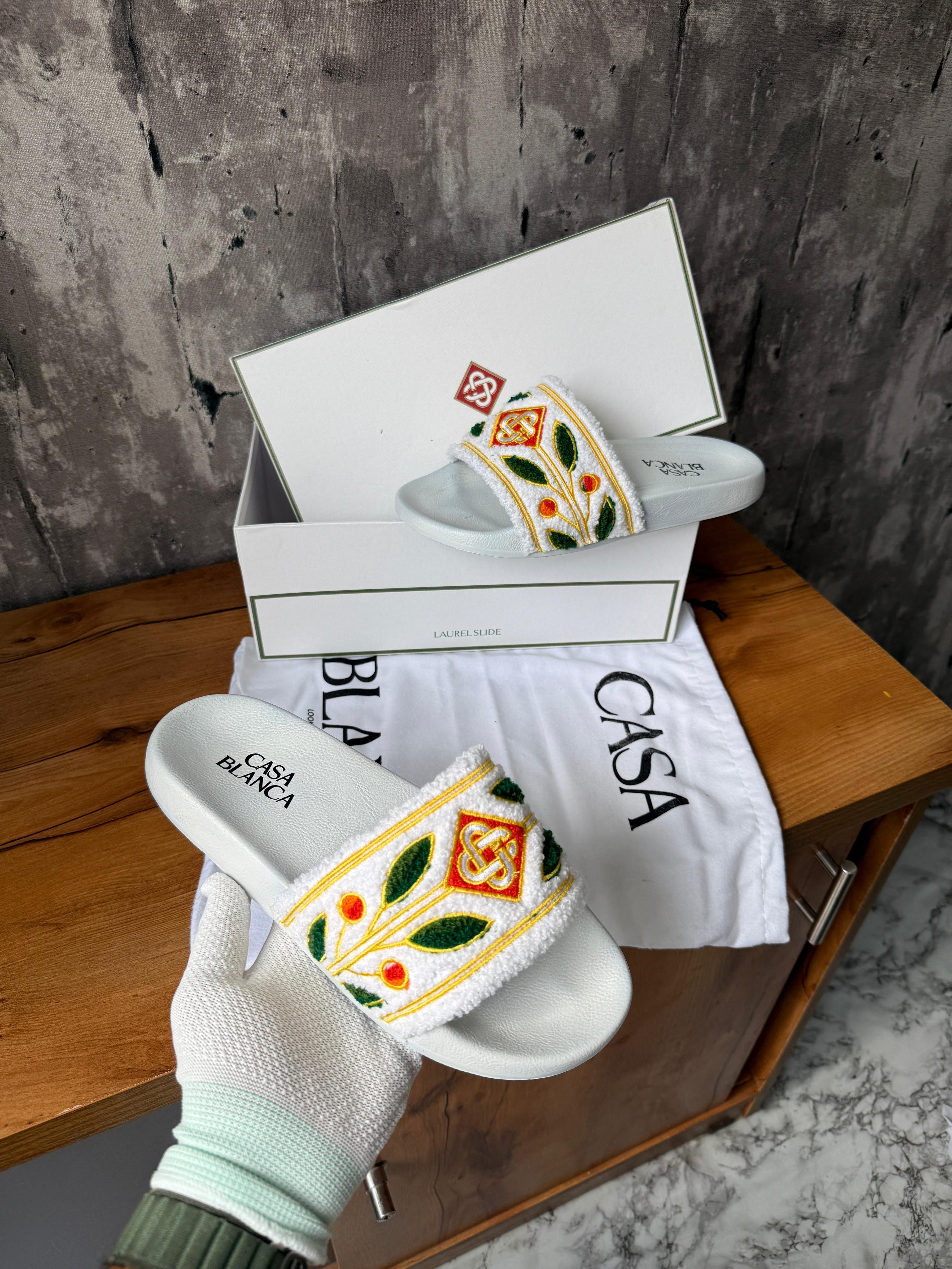 CASABLANCA Laurel Slides  WHITE Premium