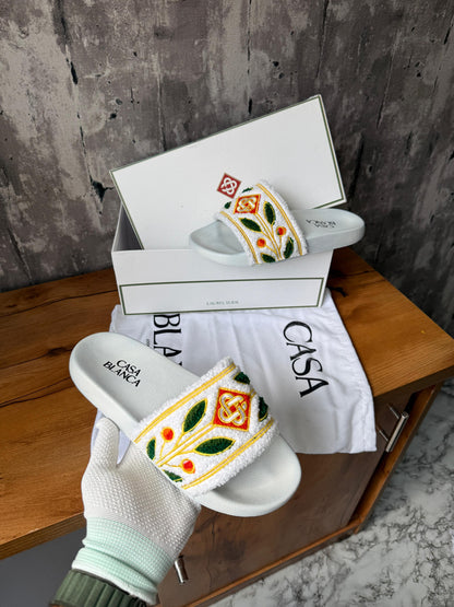 CASABLANCA Laurel Slides  WHITE Premium