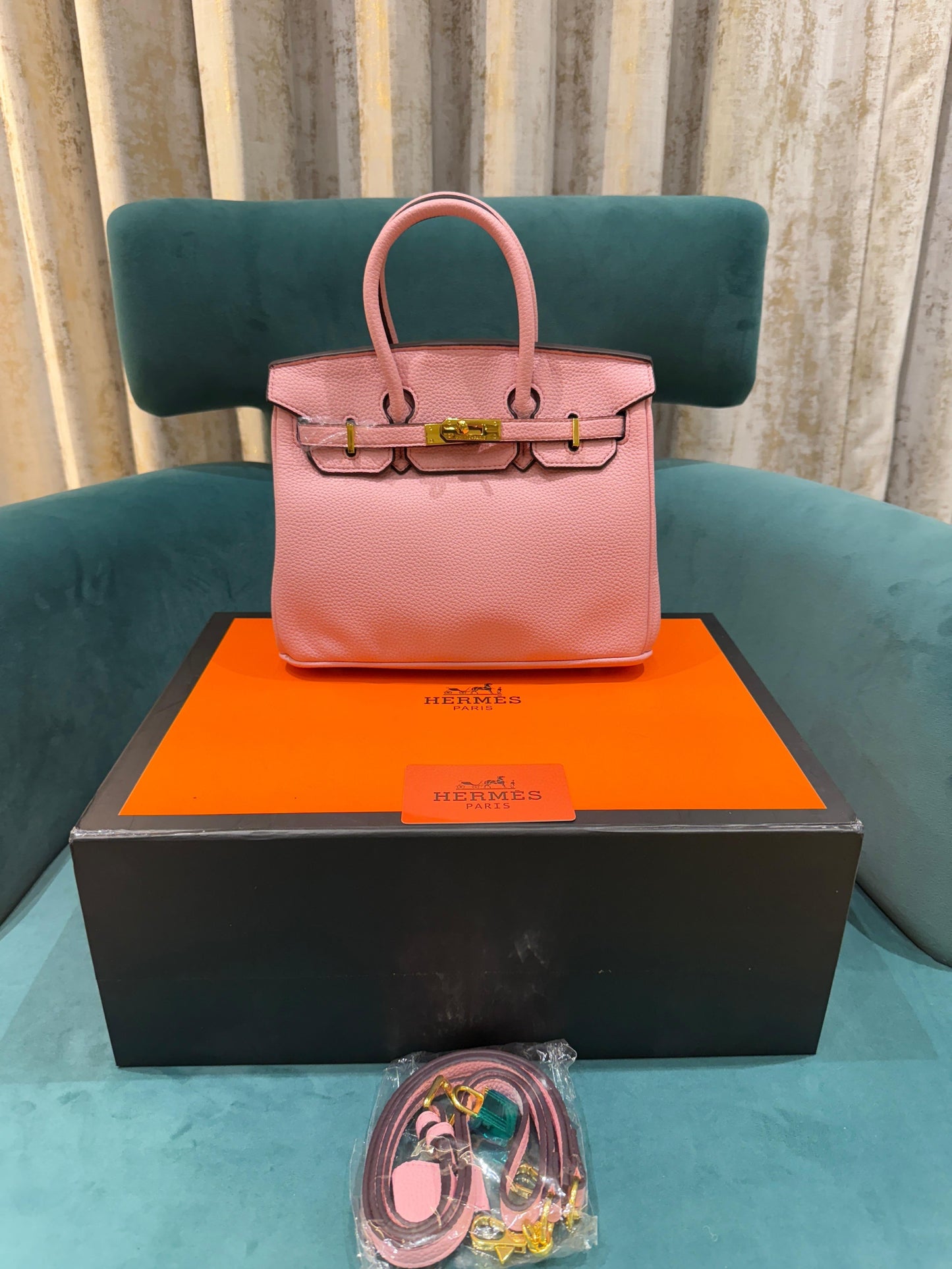 Hermes Malachite Brown Togo Leather Rose Gold Hardware Birkin Bag