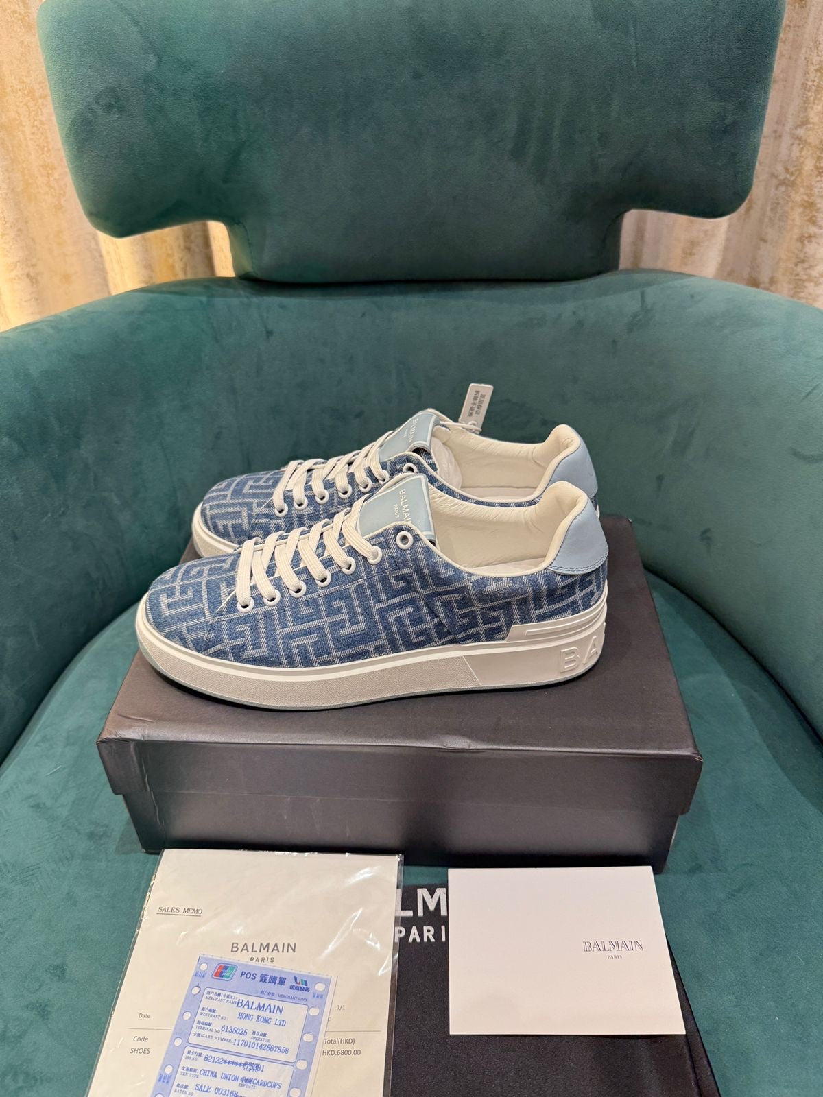 Balmain B-Court Leather Sneaker 👟(blue/white)