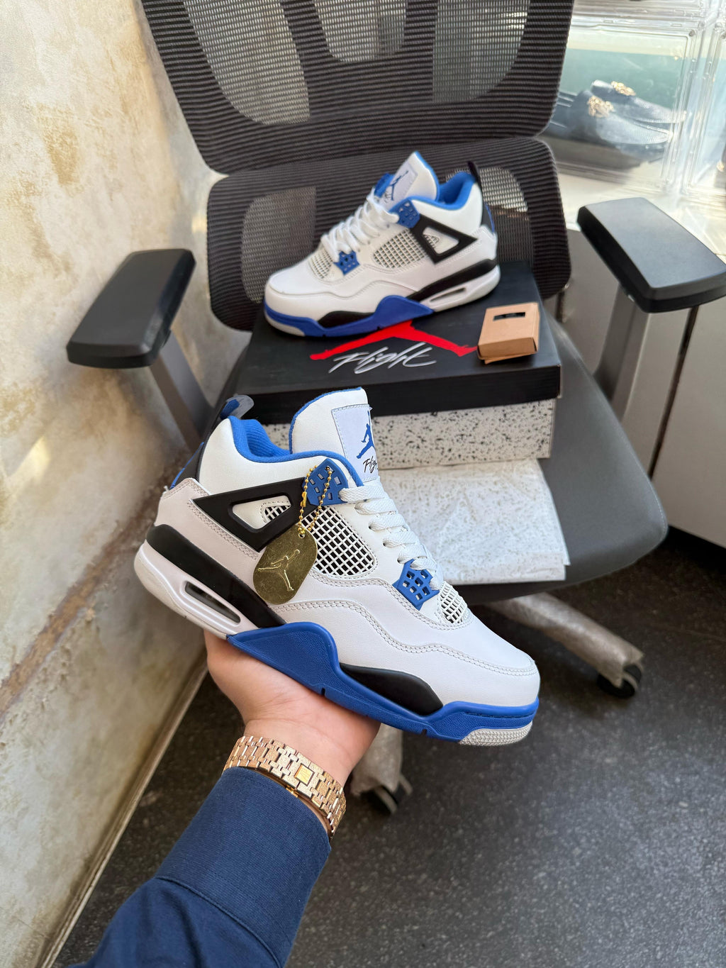 Retro 4  x “MOTORS SPORT” ( blue/white)