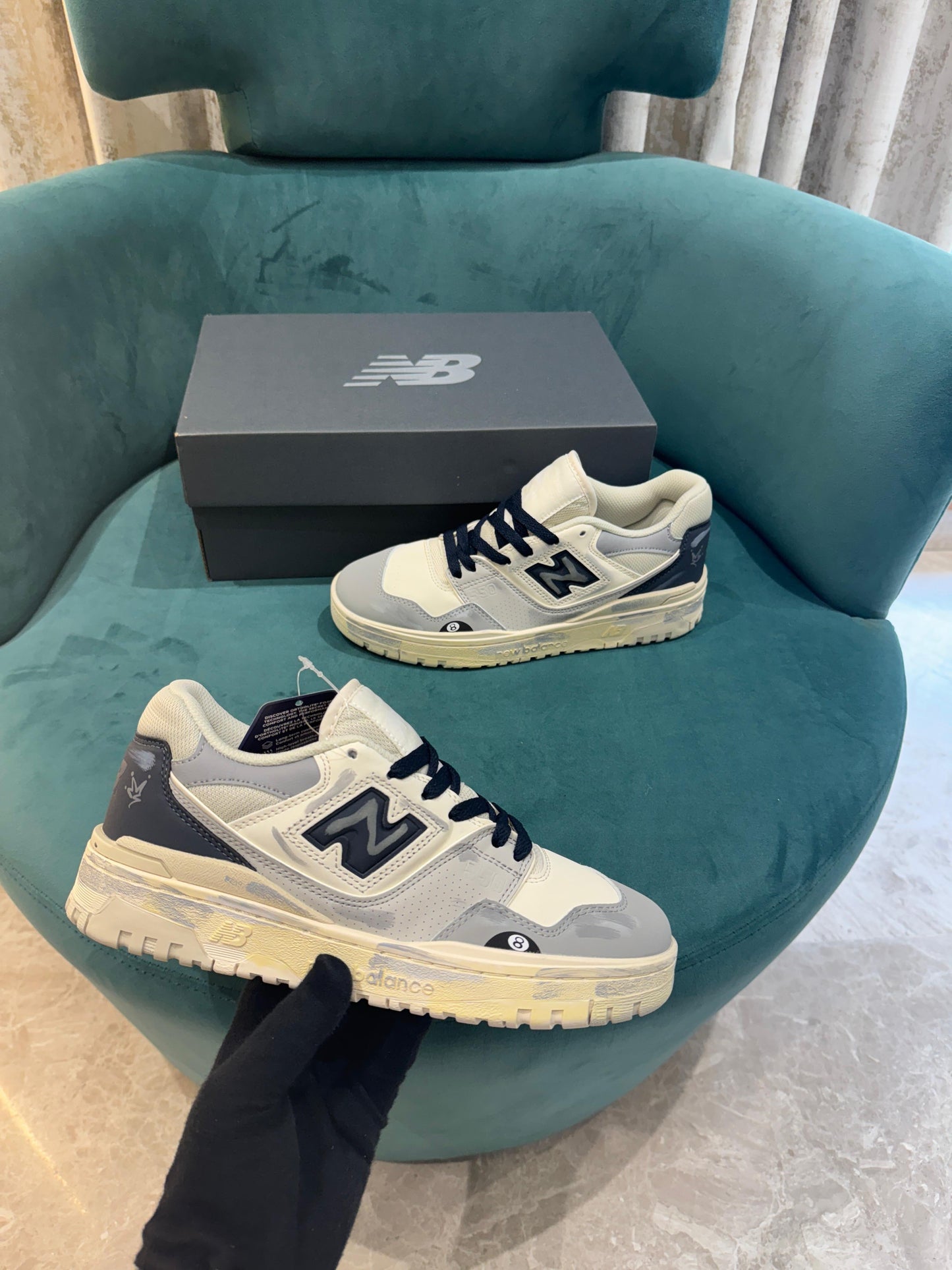 New Balance 550 WOLF (White Grey Painted )🔥👟