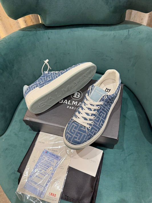 Balmain B-Court Leather Sneaker 👟(blue/white)