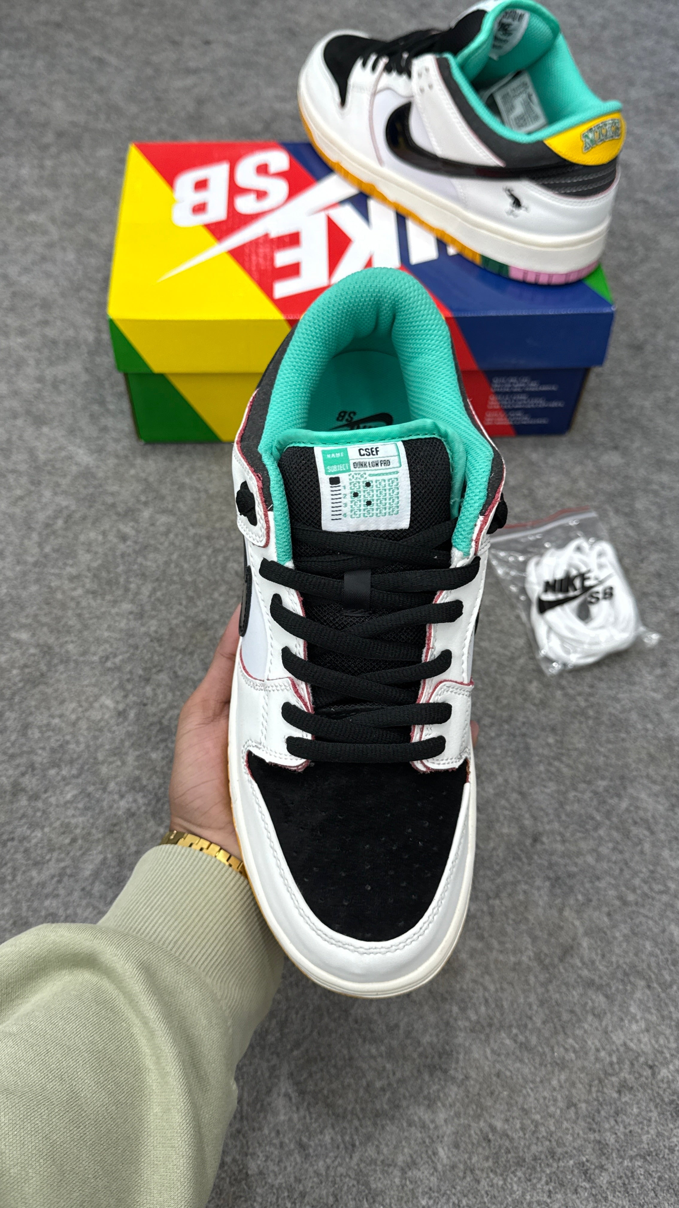 SB Dunk x CSEF  LOW PRO  SUMMIT WHITE BLACK WHITE IRON