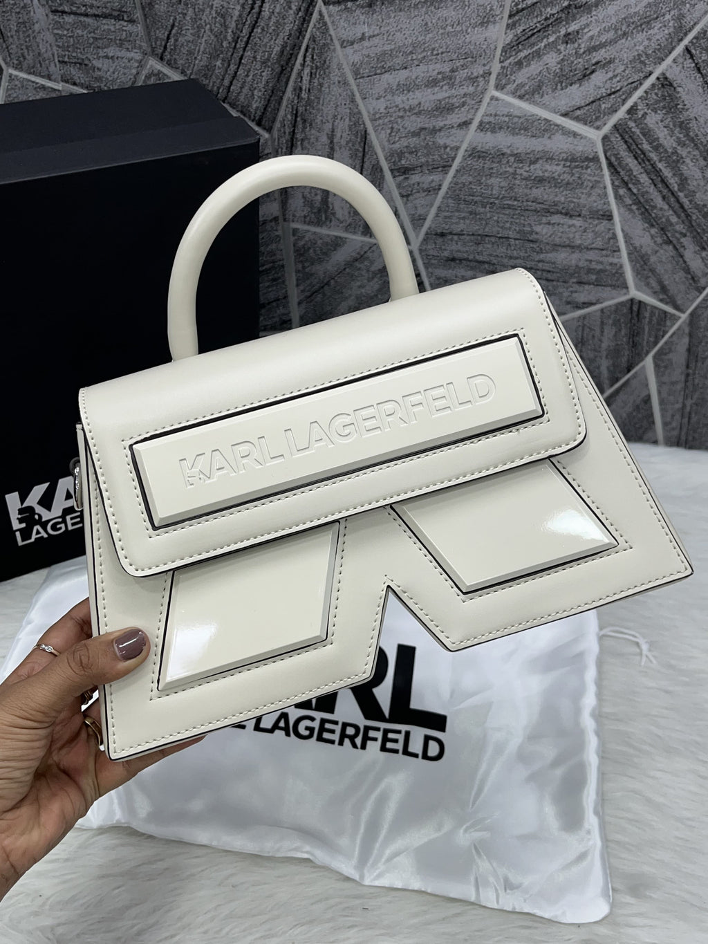 Karl Lagerfeld Beige K Icon Premium Sling