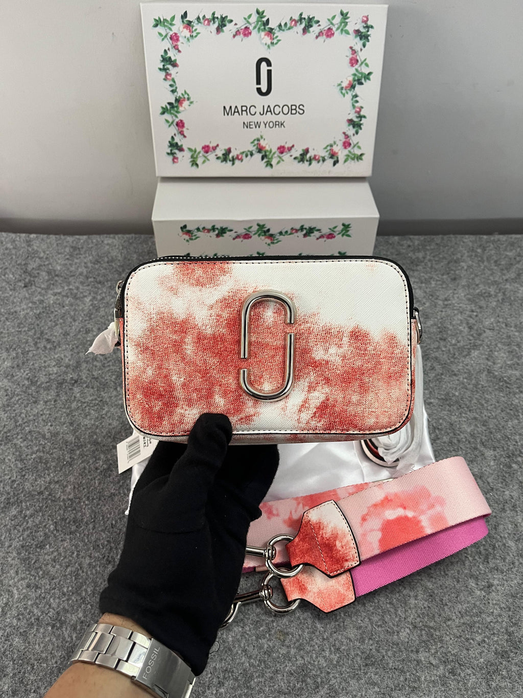 Marc Jacobs The Snap Shot Camera Sling Bag WhiteBlueRed
